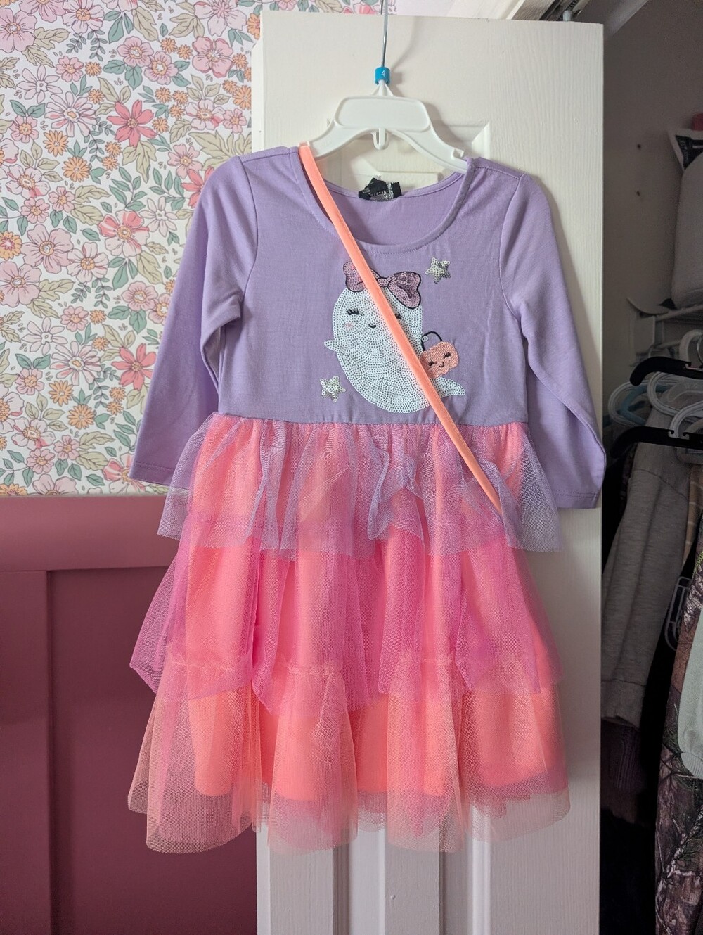 Girls Lavender and Pink Tulle Dress with Ghost Applique